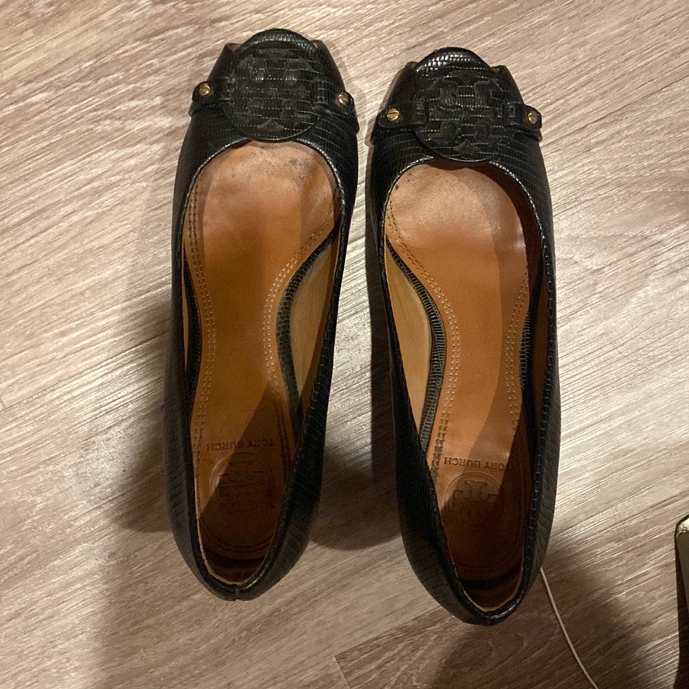 Tory Burch peep toe wedges 7.5 Gently Worn